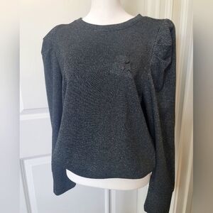 Karl Lagerfeld Top | Black Sparkle | Paris Charms | Puff Shoulders | NWOT |